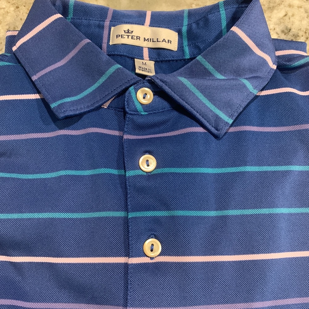 Peter Millar - Blue multi-striped Polo - Medium